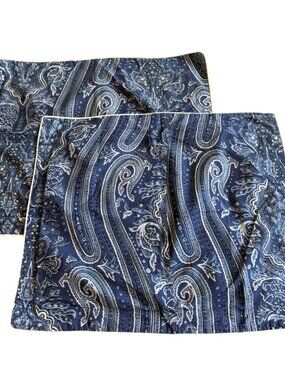 Set of 2 Ralph Lauren PUTNEY Blue Paisley Pillow Shams Standard